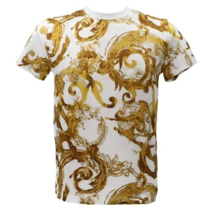 Versace Uomo T-Shirt-ALLOVER WCOLOR BAROQUE Bianco