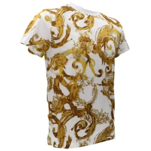 Versace Uomo T-Shirt-ALLOVER WCOLOR BAROQUE Bianco
