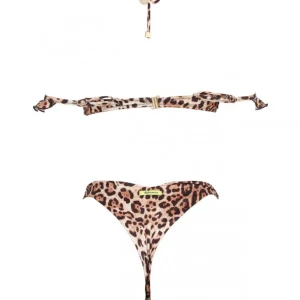 4giveness Donna Costume-Bikini balconcino e slip Marrone leopardato