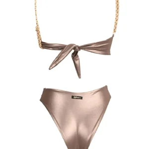 4giveness Donna Costume-Bikini fascia slip FGBW3759 Marrone Bronzo
