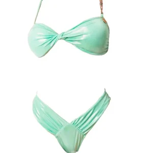 4giveness Donna Costume-Bikini fascia slip FGBW3748 Verde Acqua