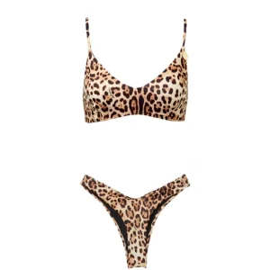 4giveness Donna Costume-Bikini top e slip echange FGBW3814 Marrone leopardato