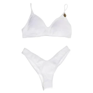 4giveness Donna Costume-BIKINI TOP E SLIP SHINY 3622 Bianco