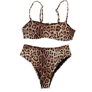 4giveness Donna Costume-Bikini top slip alto Marrone leopardato