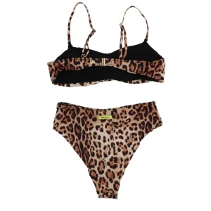4giveness Donna Costume-Bikini top slip alto Marrone leopardato