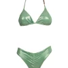 4giveness Donna Costume-Bikini triangolo e slip FGBW3747 Verde Acqua