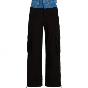 Karl Lagerfeld Donna Pantaloni-BLOCKED DENIM CARGO 245J1004 Nero