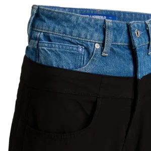 Karl Lagerfeld Donna Pantaloni-BLOCKED DENIM CARGO 245J1004 Nero