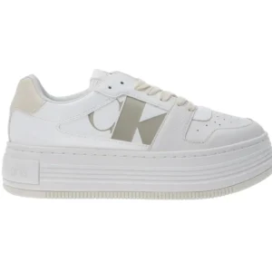 Calvin Klein Donna Sneakers-BOLD FLATF LOW LACEUP MIX Bianco