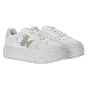 Calvin Klein Donna Sneakers-BOLD FLATF LOW LACEUP MIX Bianco