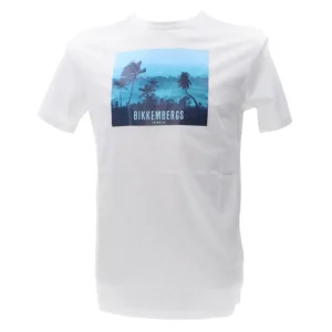 Bikkembergs Uomo T-Shirt-CREW NECK T-SHIRT Bianco Azzurro