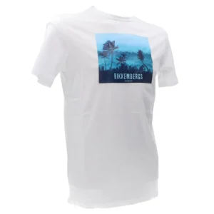 Bikkembergs Uomo T-Shirt-CREW NECK T-SHIRT Bianco Azzurro