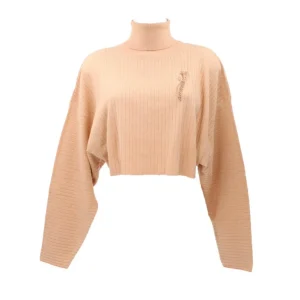 Jaycì Donna Maglioni-Crop a coste Beige