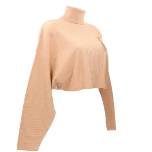 Jaycì Donna Maglioni-Crop a coste Beige