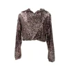 Jaycì Donna Felpe-Crop top paillettes 91029 Nero paillettes multicolor