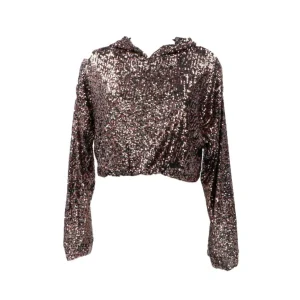 Jaycì Donna Felpe-Crop top paillettes 91029 Nero paillettes multicolor