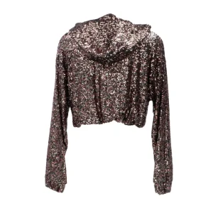 Jaycì Donna Felpe-Crop top paillettes 91029 Nero paillettes multicolor