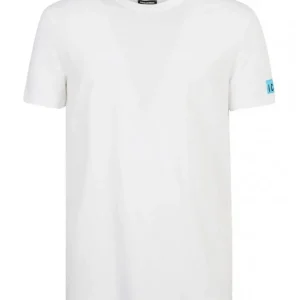 Dsquared2 Uomo T-Shirt-D9M204480 BASIC T-SHIRT Bianco Azzurro