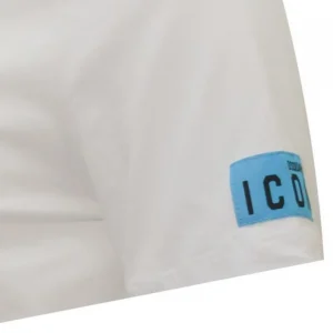 Dsquared2 Uomo T-Shirt-D9M204480 BASIC T-SHIRT Bianco Azzurro