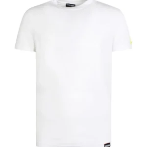 Dsquared2 Uomo T-Shirt-D9M204480 BASIC T-SHIRT Bianco Giallo