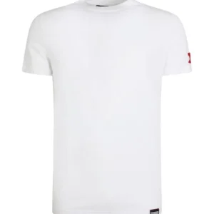 Dsquared2 Uomo T-Shirt-D9M204480 BASIC T-SHIRT Bianco Rosso