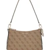 Guess Donna Borse A Spalla-ECO ERICA TOP ZIP SHOULDER BAG Beige