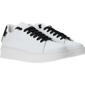 Gaelle Paris Donna Sneakers | Sneakers-Ecopelle rubber patch linea GACA Bianco stringhe nere