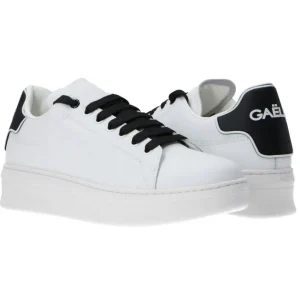 Gaelle Paris Donna Sneakers | Sneakers-Ecopelle rubber patch linea GACA Bianco stringhe nere