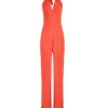 Guess Donna Tute-EMILY SHINY RIB OVERALL Rosso Corallo