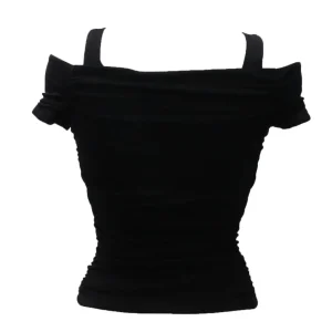 Guess Donna Maglia-EMILY SHINY RIB TOP Nero