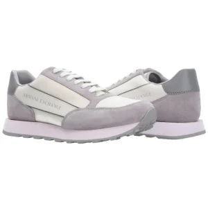 Armani Uomo Sneakers-Exchange XUX083XV2631A179 suede con inserti in mesh Grigio