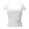 Guess Donna Maglia-FARAH SHIRRED TOP Bianco
