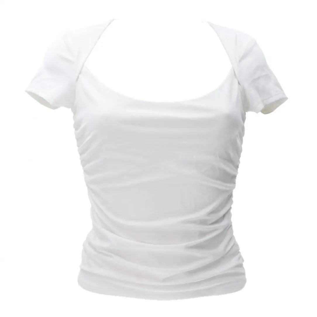 farah_shirred_top_bianco_0.webp Guess Donna Maglia-FARAH SHIRRED TOP Bianco