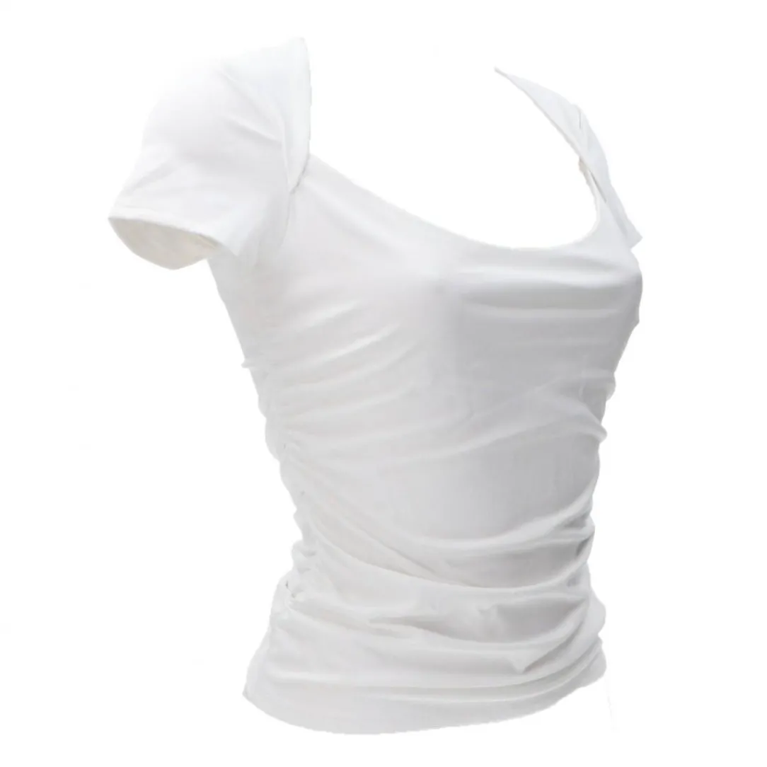 farah_shirred_top_bianco_1.webp Guess Donna Maglia-FARAH SHIRRED TOP Bianco
