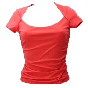 Guess Donna Maglia-FARAH SHIRRED TOP Rosso Corallo