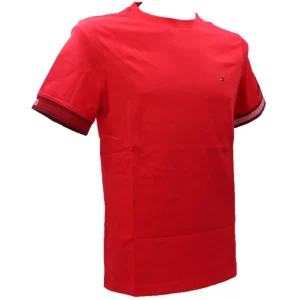 Tommy Hilfiger Uomo T-Shirt-FLAG CUFF REGULAR TEE 34430 Rosso