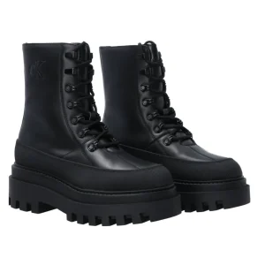 Calvin Klein Donna Anfibi-FLATFORM LACE UP BOOT LTH Nero