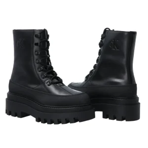 Calvin Klein Donna Anfibi-FLATFORM LACE UP BOOT LTH Nero