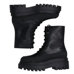 Calvin Klein Donna Anfibi-FLATFORM LACE UP BOOT LTH Nero