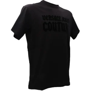 Versace Uomo T-Shirt-77GAHL01 LOGO GOTH FLOCK Nero