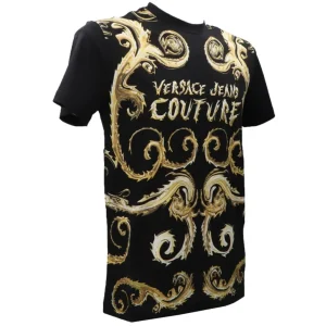Versace Uomo T-Shirt-77GAH6SC JERSEY CHROMO GOLD Nero