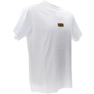 Versace Uomo T-Shirt-77GAHT08 LOGO PLACKET Bianco