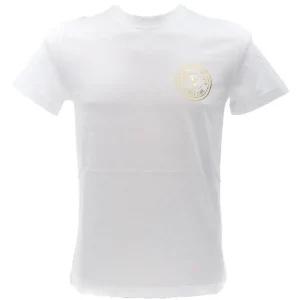 Versace Uomo T-Shirt-74GAHT06 VEBLEM RUBB SMALL Bianco Oro