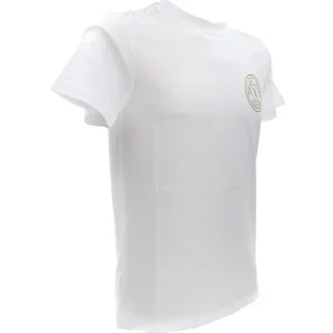 Versace Uomo T-Shirt-74GAHT06 VEBLEM RUBB SMALL Bianco Oro