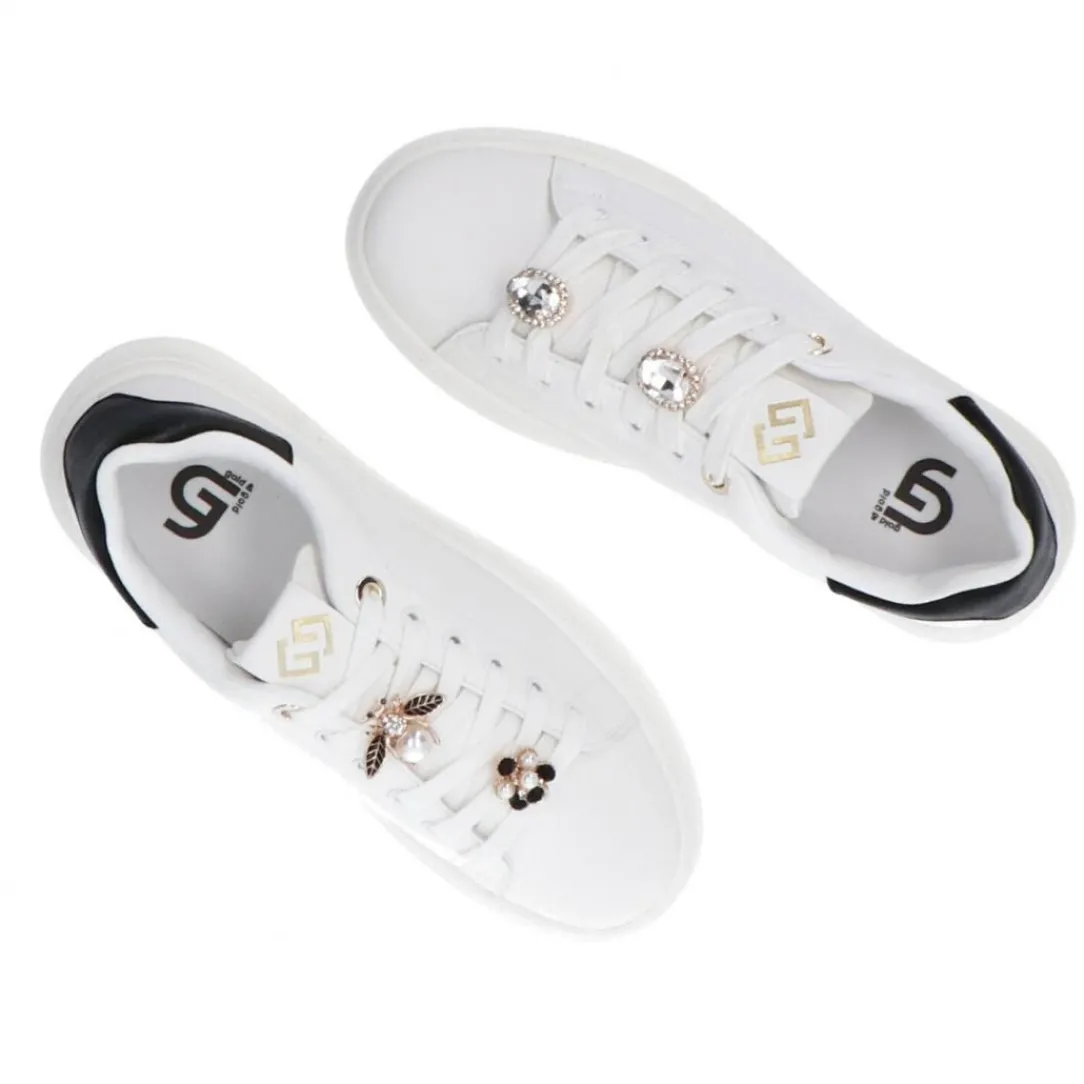 gb_charm_logo_bianco_4.webp Gold&Gold Donna Sneakers-GB900 charm logo Bianco