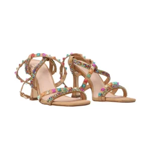 Gold&Gold Donna Sandali-GC 670 tacco multicolor Marrone