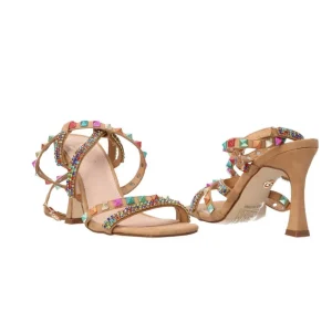 Gold&Gold Donna Sandali-GC 670 tacco multicolor Marrone
