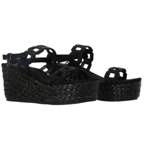 Gold&Gold Donna Sandali-GC681 zeppa Nero