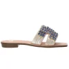 Gold&Gold Donna Sandali-GL783 strass bicolor Blu