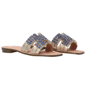 Gold&Gold Donna Sandali-GL783 strass bicolor Blu